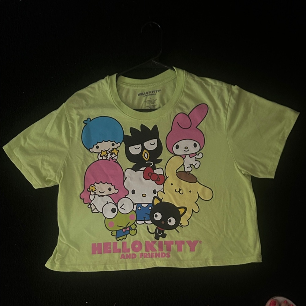 Sanrio Hello Kitty and Friends Lime Green Kids crop top Tee
